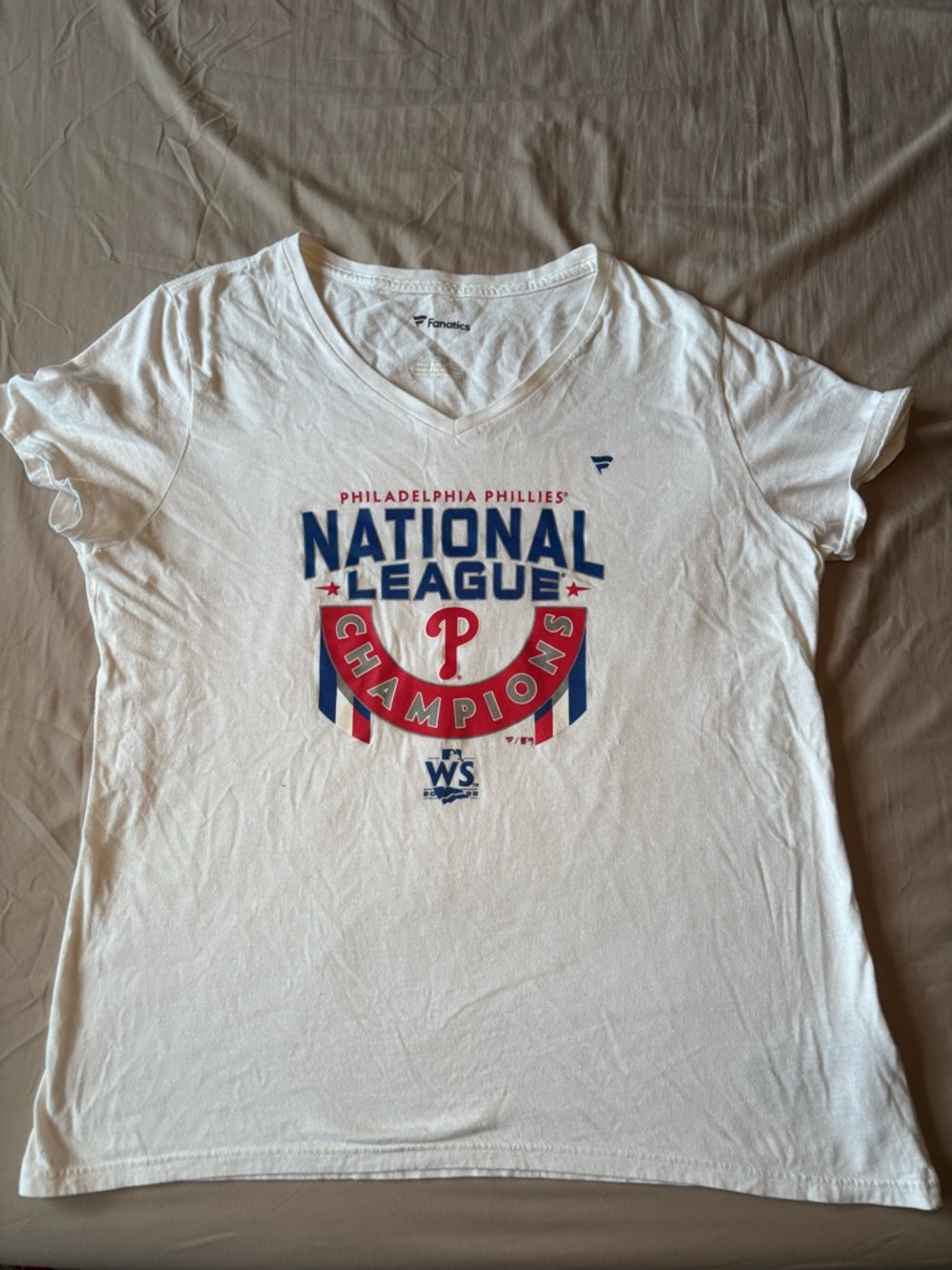 Fanatics White Philadelphia Phillies Red and Blue National League Tee